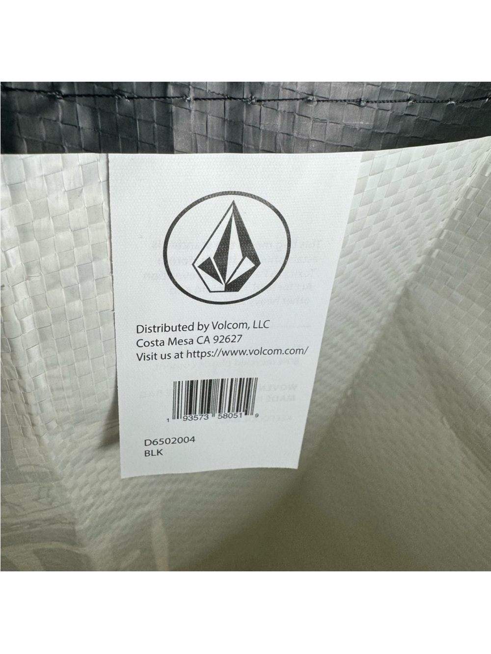 NEW Volcom Logo Black & White Reusable Shopping Tote Gift Bag Minimalist Beach - Picture 3 of 7